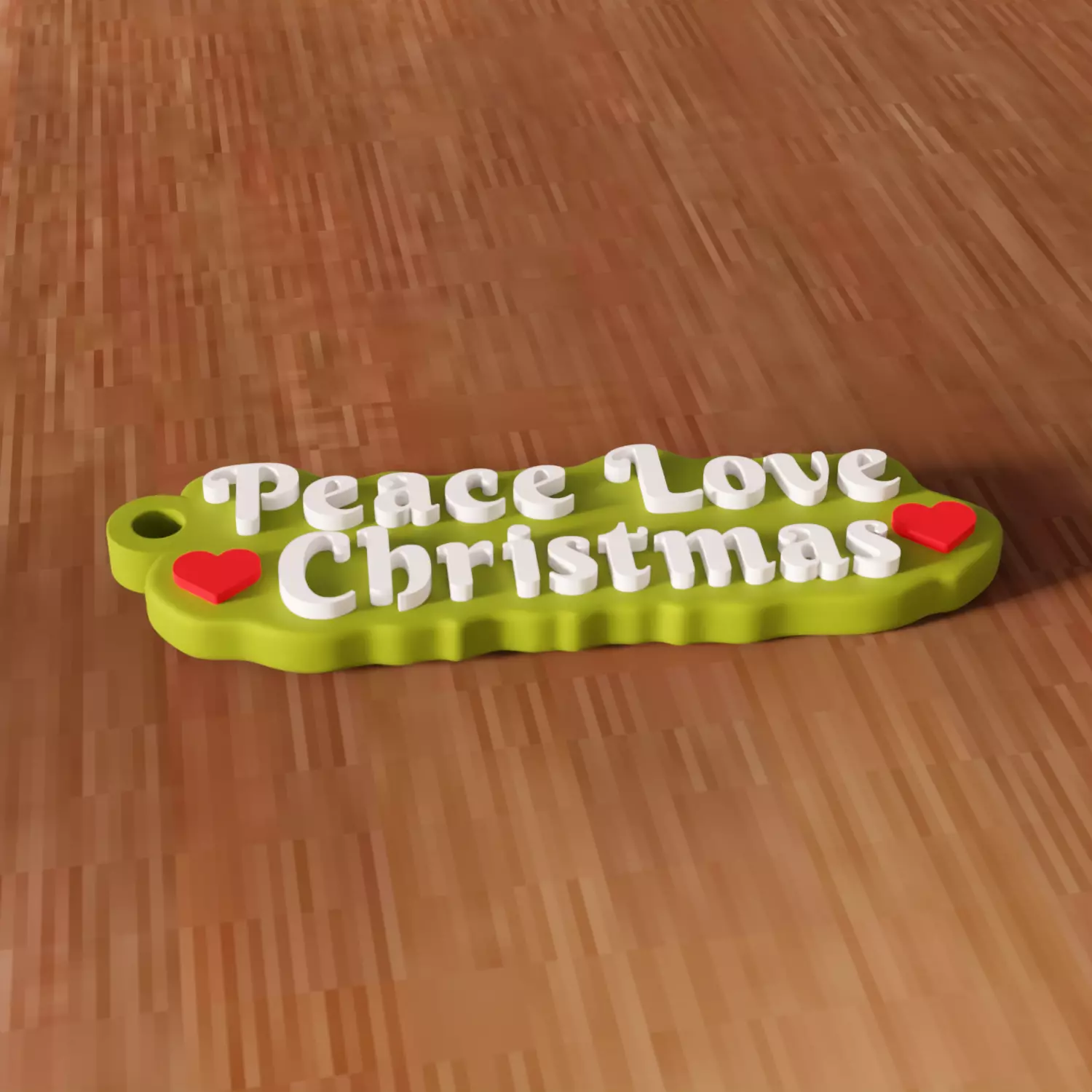 Peace Love Christmas Heart Keychain - 468 3D print model_6