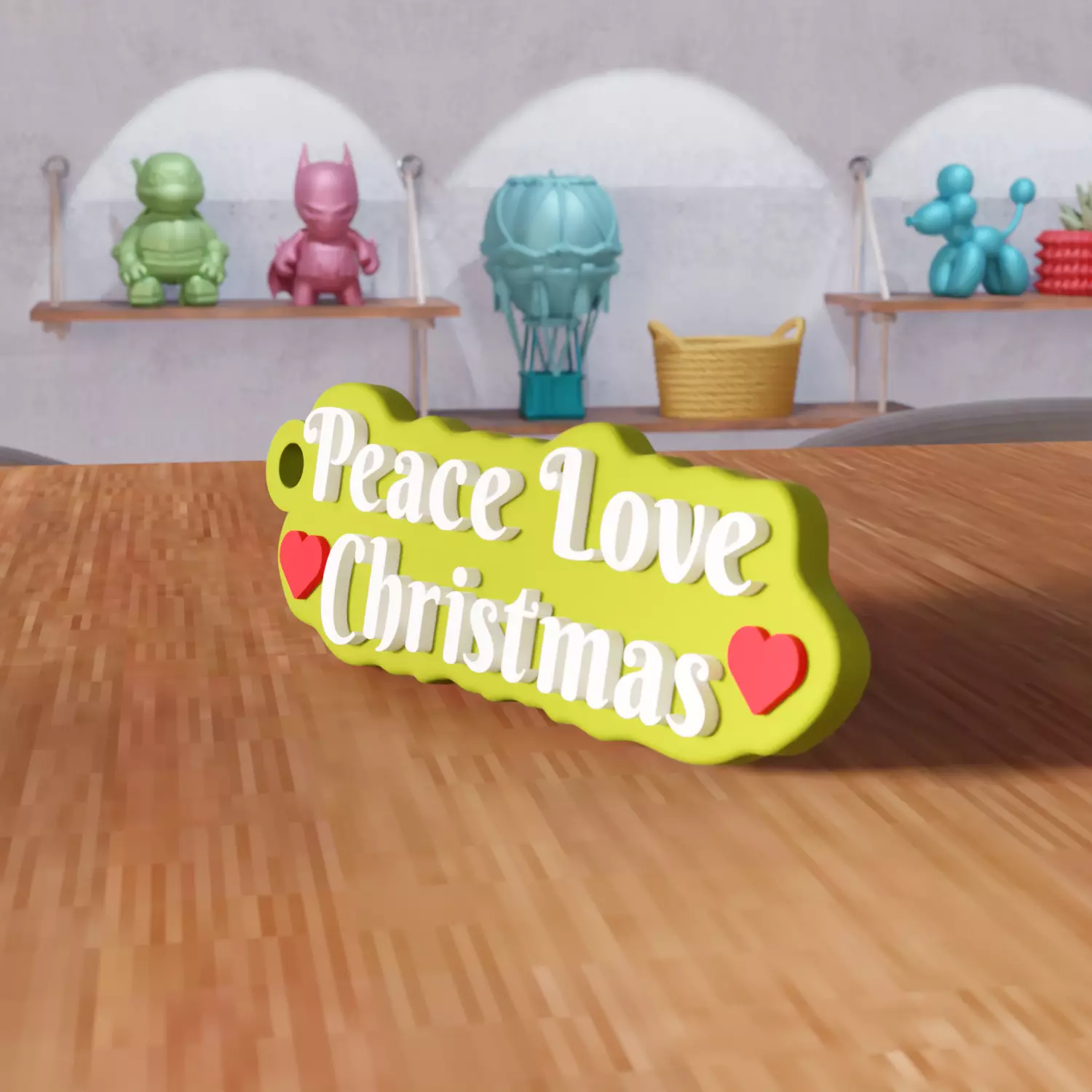 Peace Love Christmas Heart Keychain - 468 3D print model_5