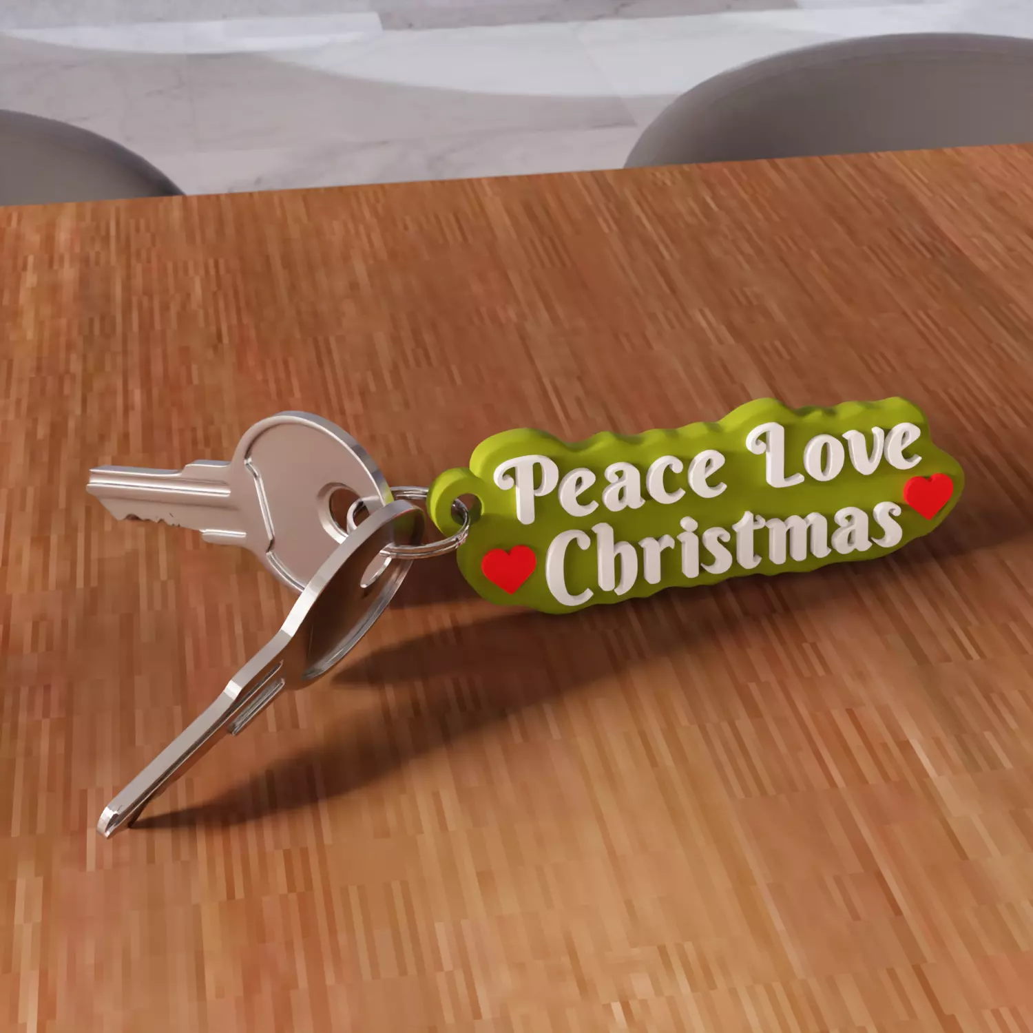 Peace Love Christmas Heart Keychain - 468 3D print model_4