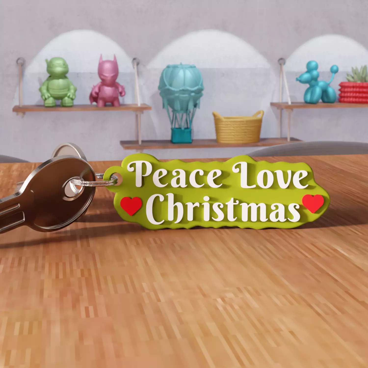 Peace Love Christmas Heart Keychain - 468 3D print model_0