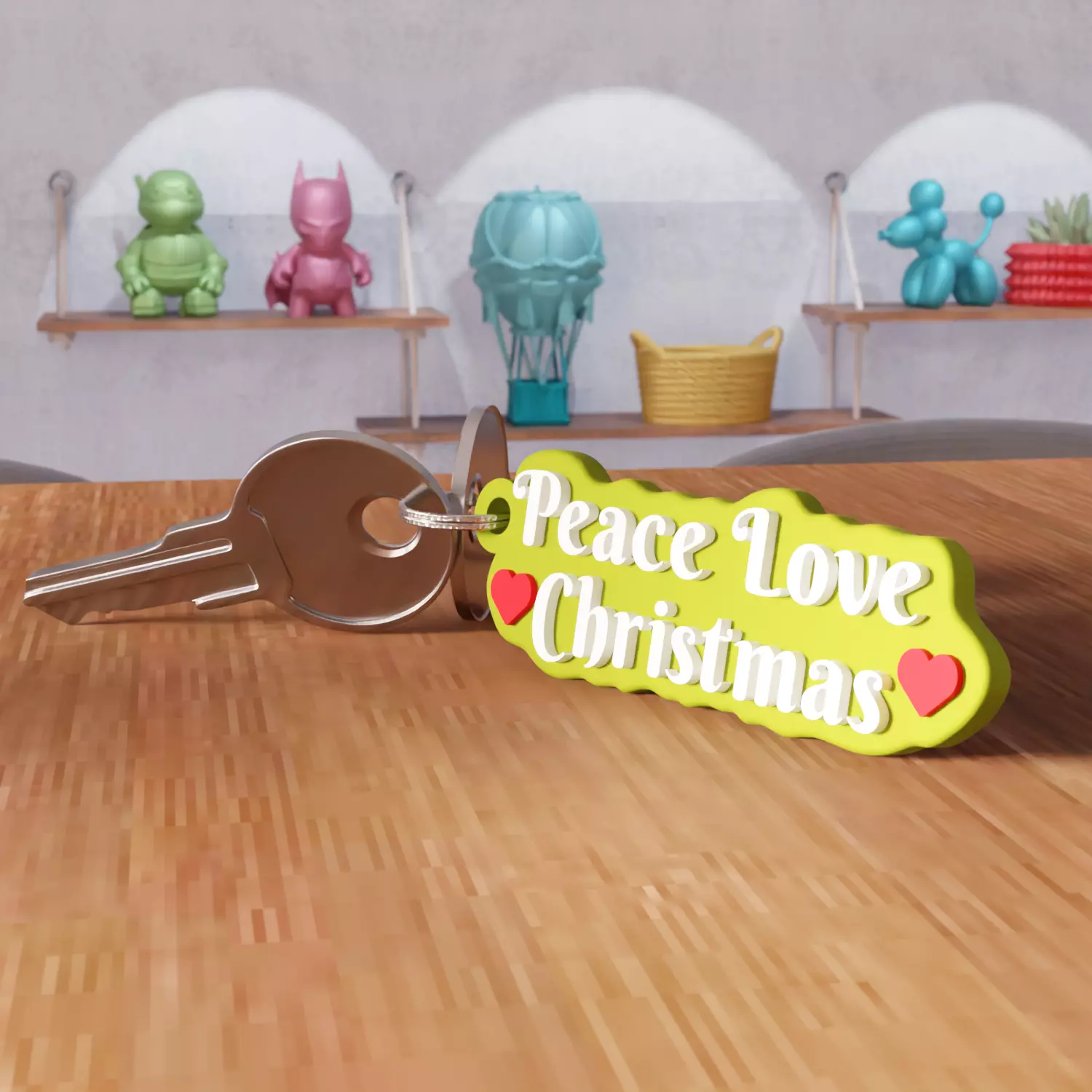 Peace Love Christmas Heart Keychain - 468 3D print model_2