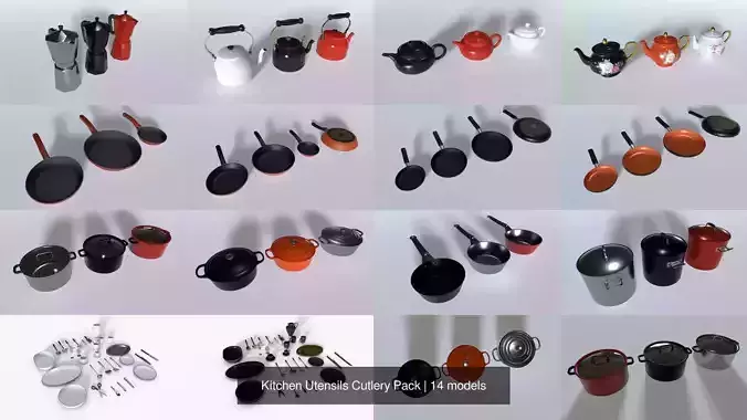 Kitchen Utensils Cutlery Pack 3D Model Collection