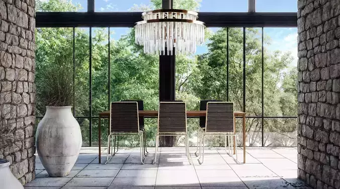 Aurora Brass And Glass Chandelier Light 31 Inch Low-poly 3D model