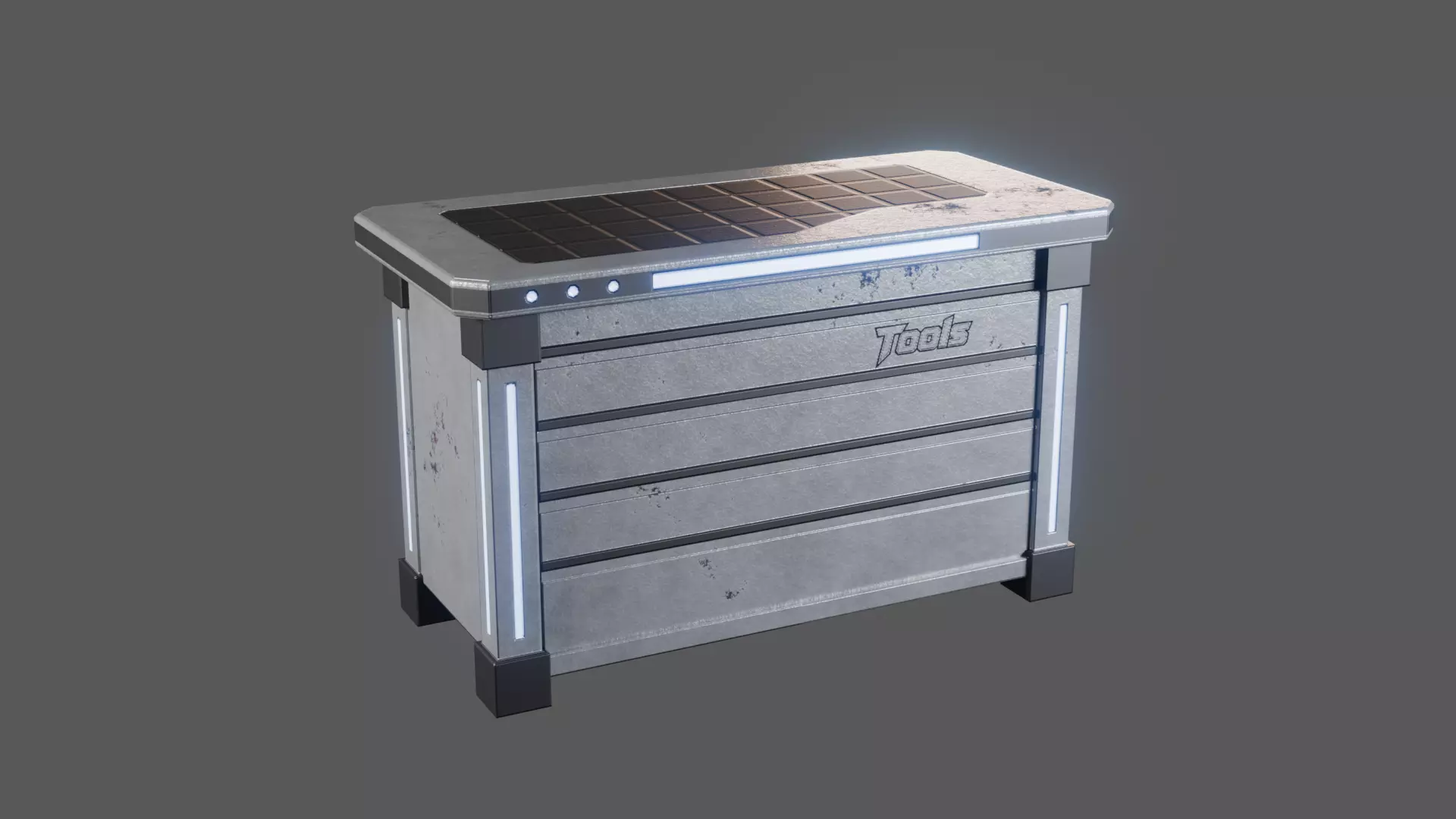 Toolbox Industrial Sci-Fi Workshop Storage Low Poly Game Asset Low-poly 3D model_0