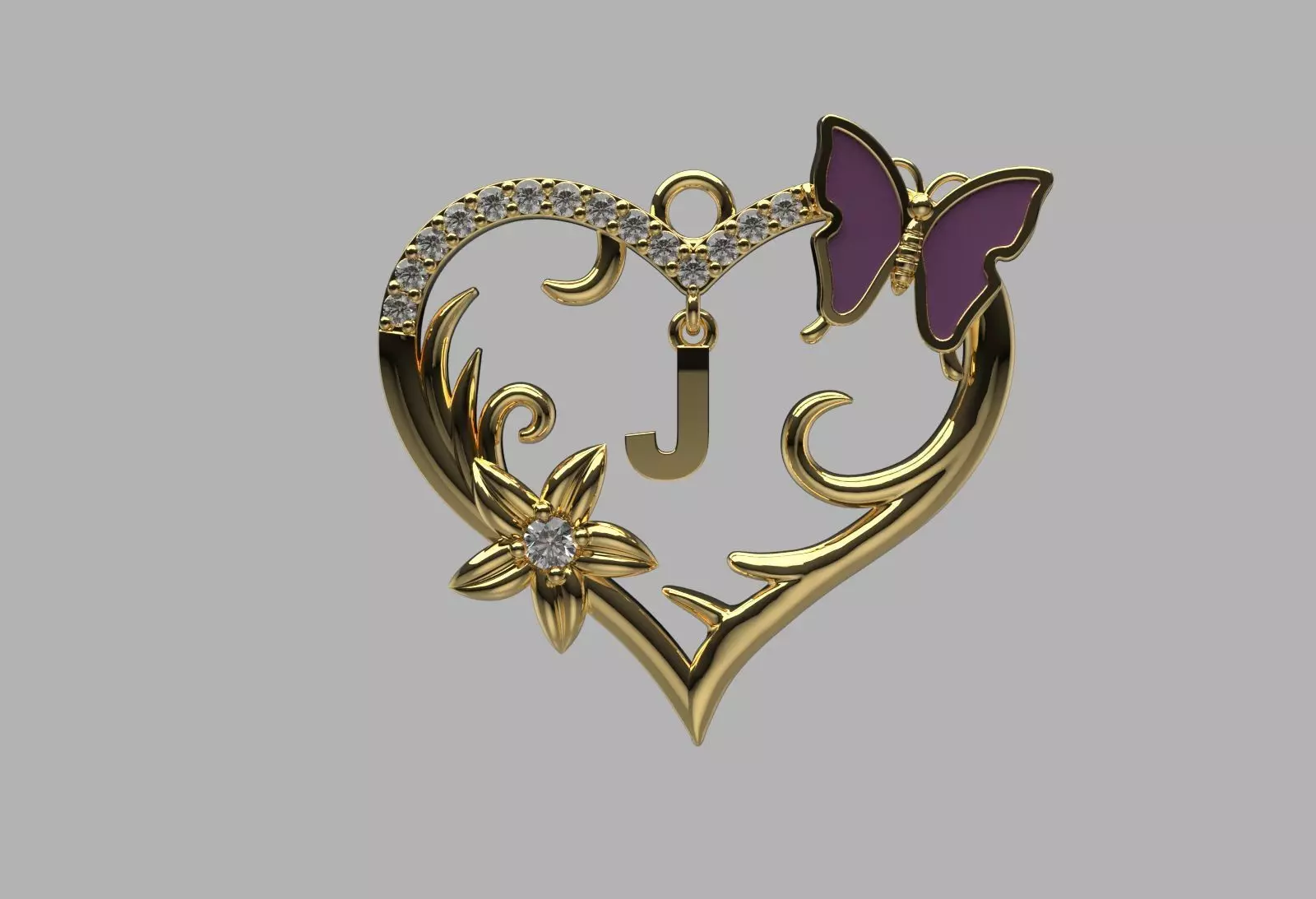 Dije Corazon con Mariposa 3D print model