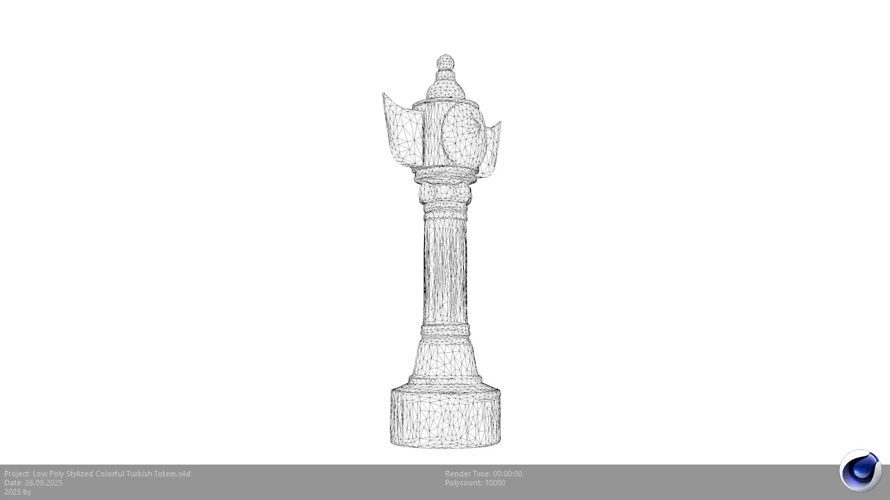 Low Poly Stylized Colorful Turkish Totem Low-poly 3D model_6