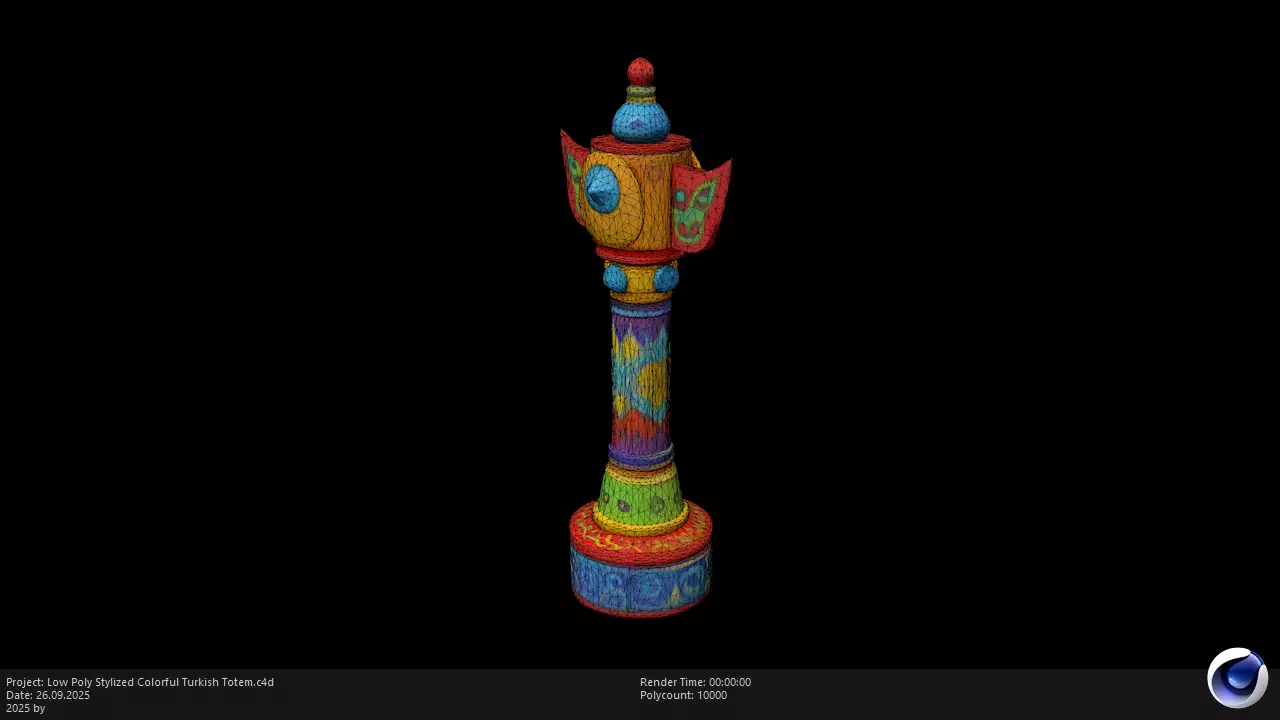 Low Poly Stylized Colorful Turkish Totem Low-poly 3D model_2