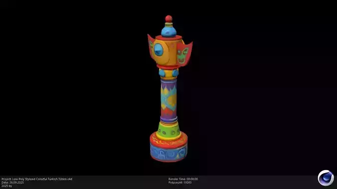 Low Poly Stylized Colorful Turkish Totem