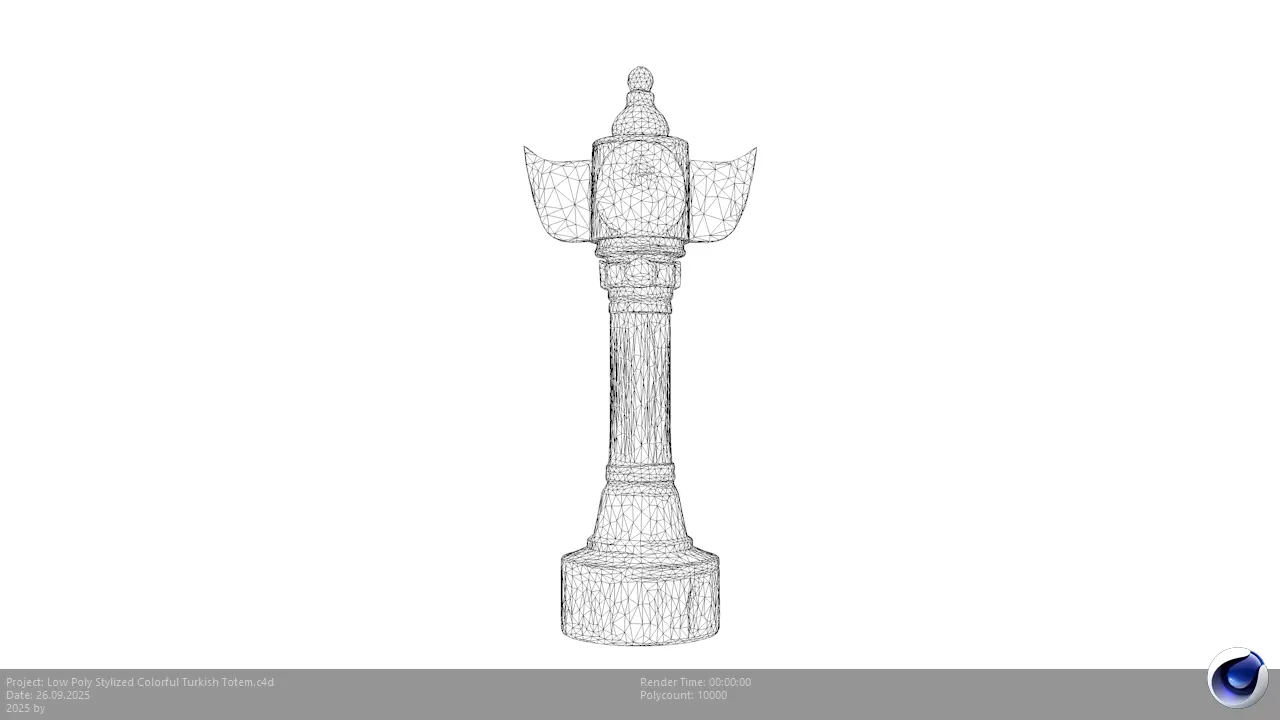 Low Poly Stylized Colorful Turkish Totem Low-poly 3D model_9