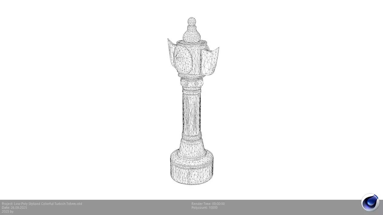 Low Poly Stylized Colorful Turkish Totem Low-poly 3D model_3