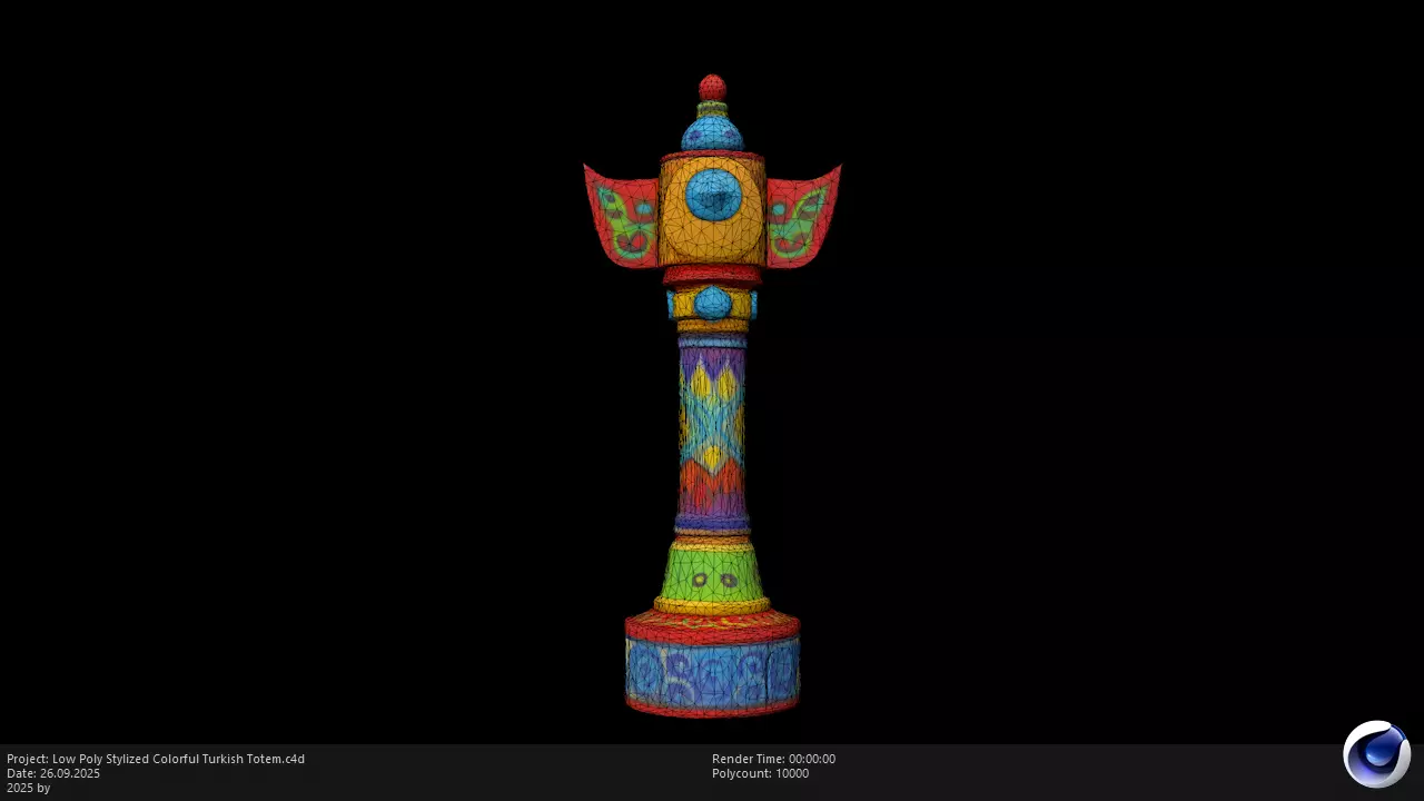 Low Poly Stylized Colorful Turkish Totem Low-poly 3D model_8