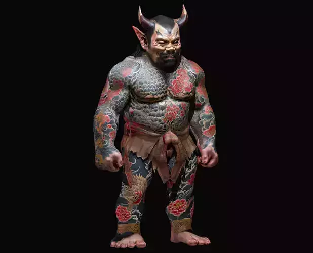 Japanese Oni  Tattooed Demon 3D Model  tattoo irezumi character 
