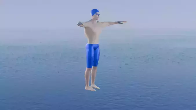 Realistic Male Swimmer Model - Rigged and Textured 3D model