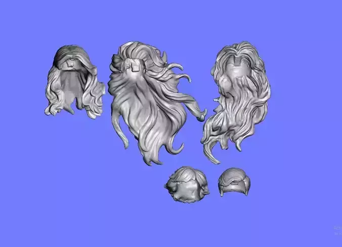  FIGURE LONG HAIRS AND 2 SHORT HAIRS - 3D SCAN -
