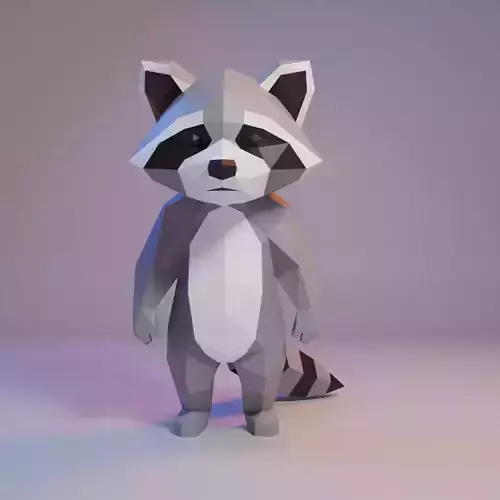 Low Poly Stylized Standing Raccoon Low-poly 3D model