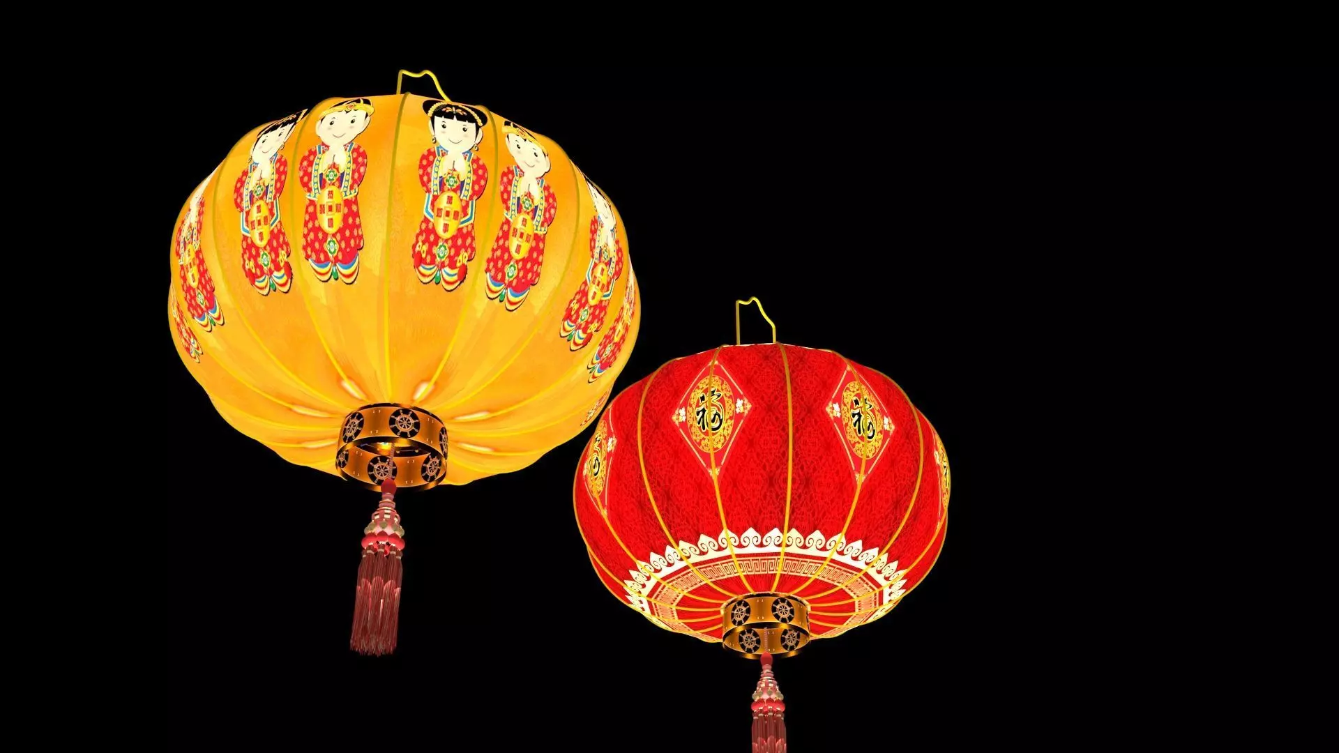 Chinese  red  lantern Low-poly 3D model_4