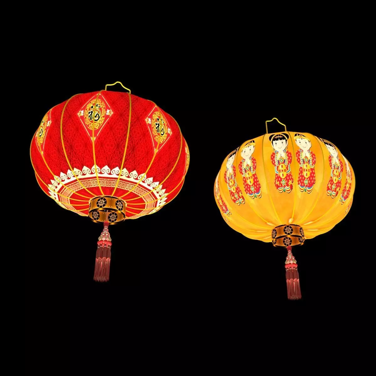 Chinese  red  lantern Low-poly 3D model_6