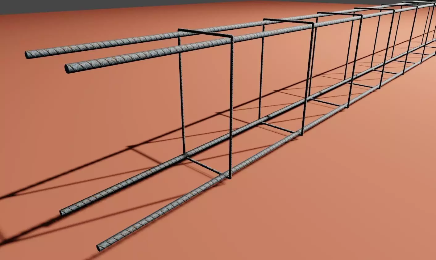 Square Iron Frame - Construction - Armacao de Ferro Low-poly 3D model_0