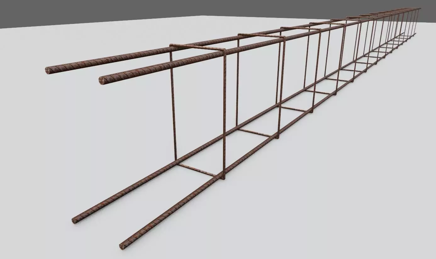 Square Iron Frame - Construction - Armacao de Ferro Low-poly 3D model_13