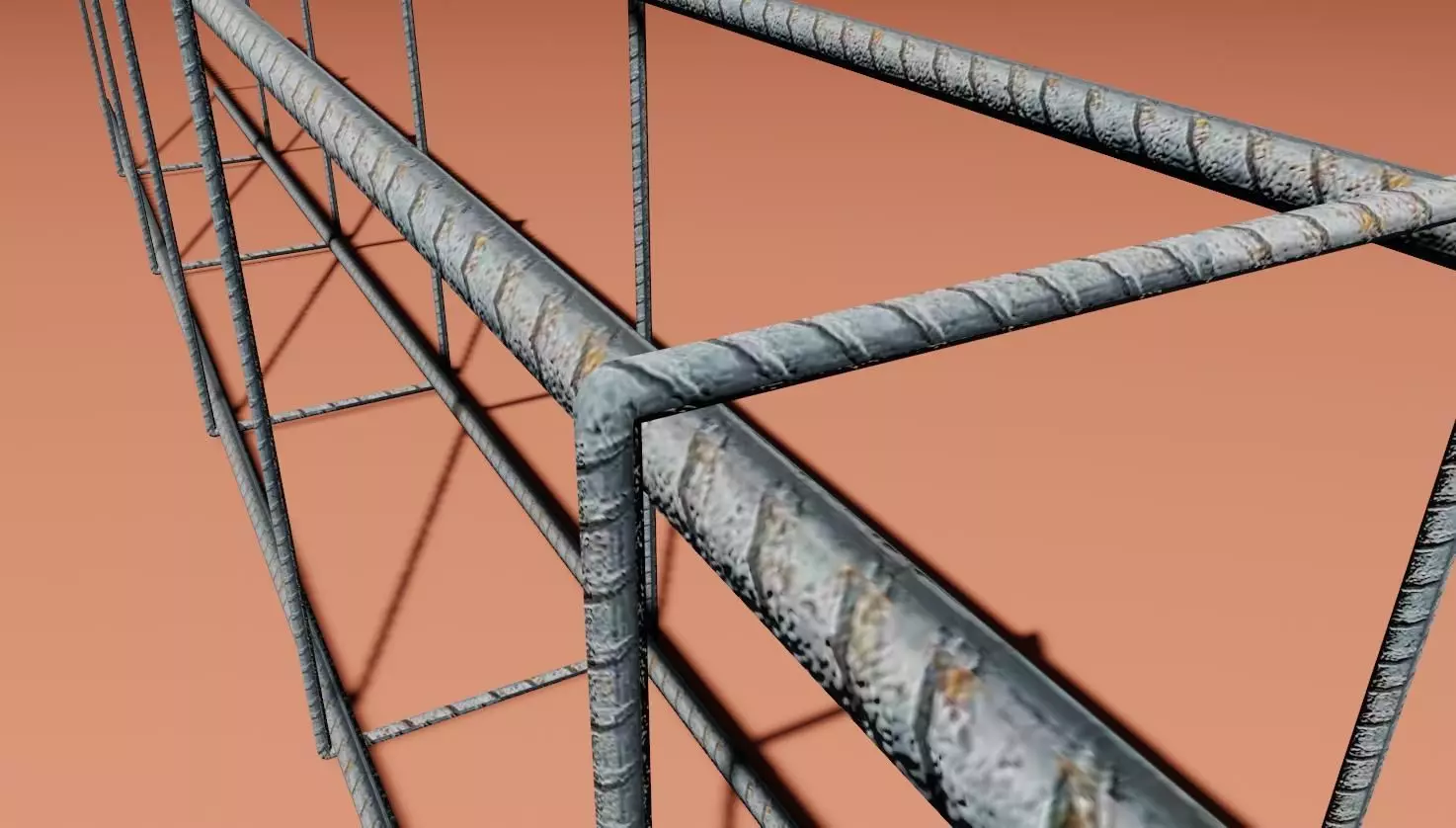 Square Iron Frame - Construction - Armacao de Ferro Low-poly 3D model_2