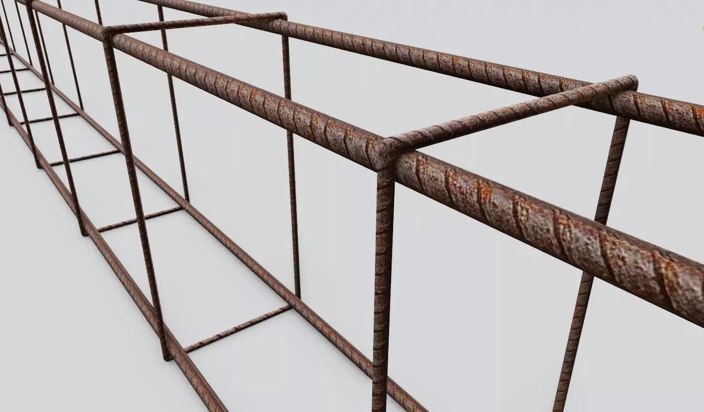 Square Iron Frame - Construction - Armacao de Ferro Low-poly 3D model_4