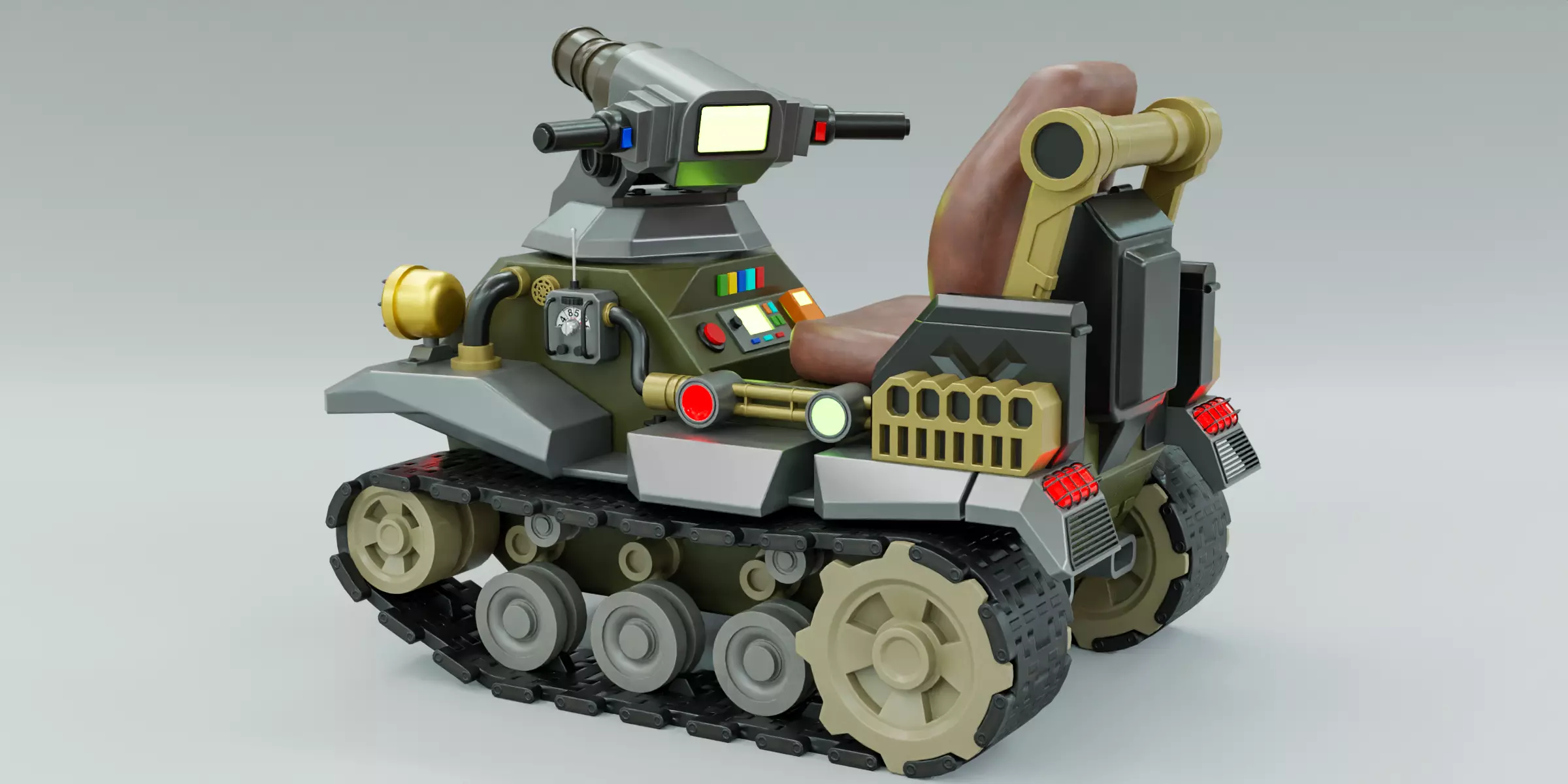Kiddie Ride Tank 006 Low-poly 3D model_1