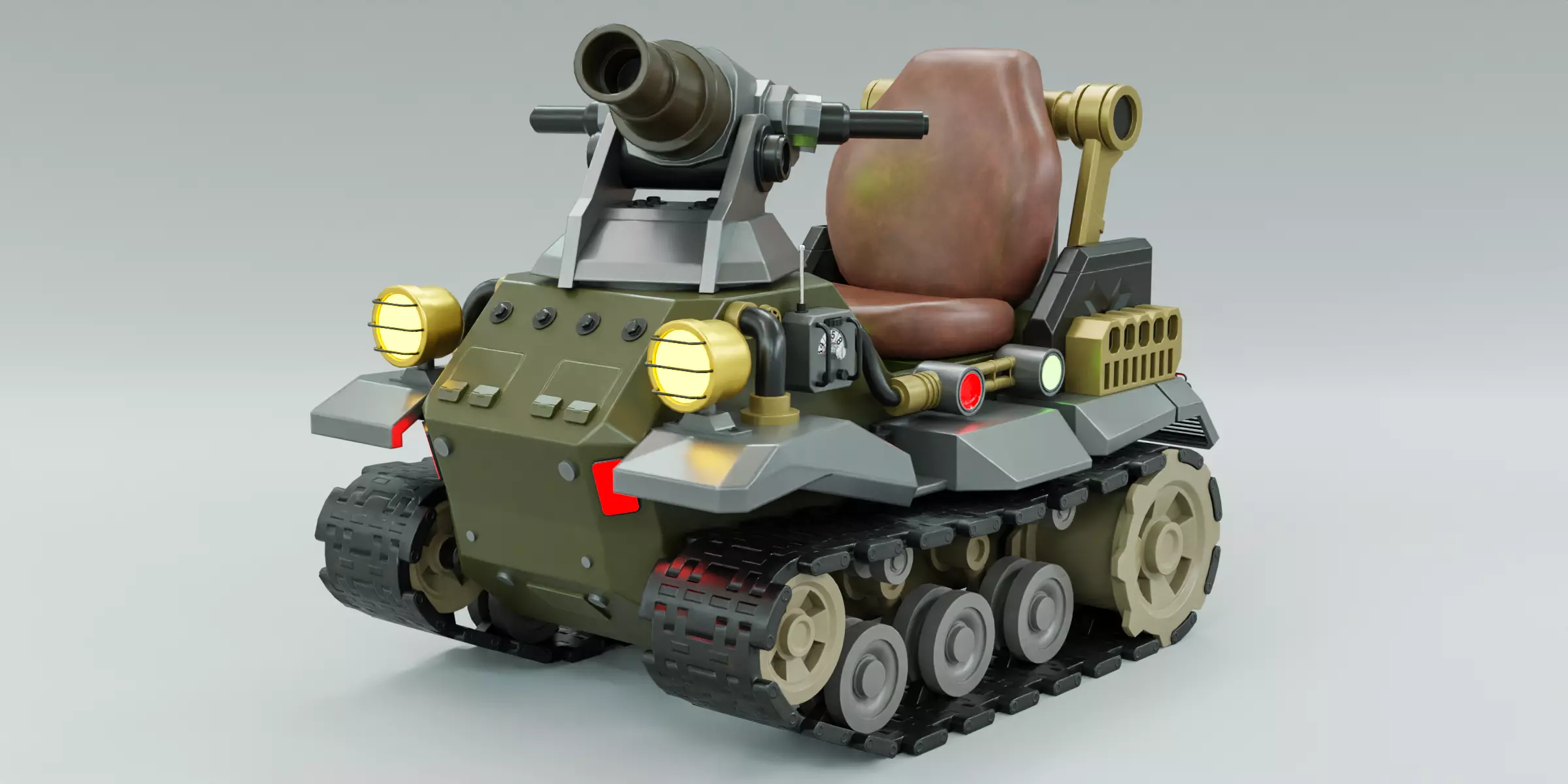 Kiddie Ride Tank 006 Low-poly 3D model_0