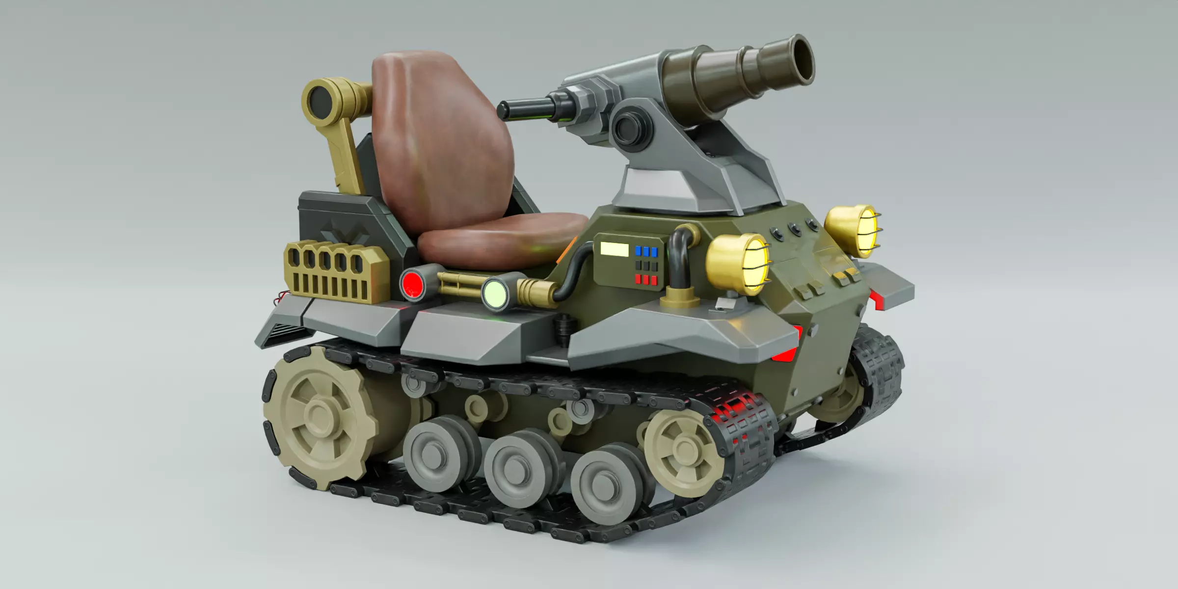 Kiddie Ride Tank 006 Low-poly 3D model_4