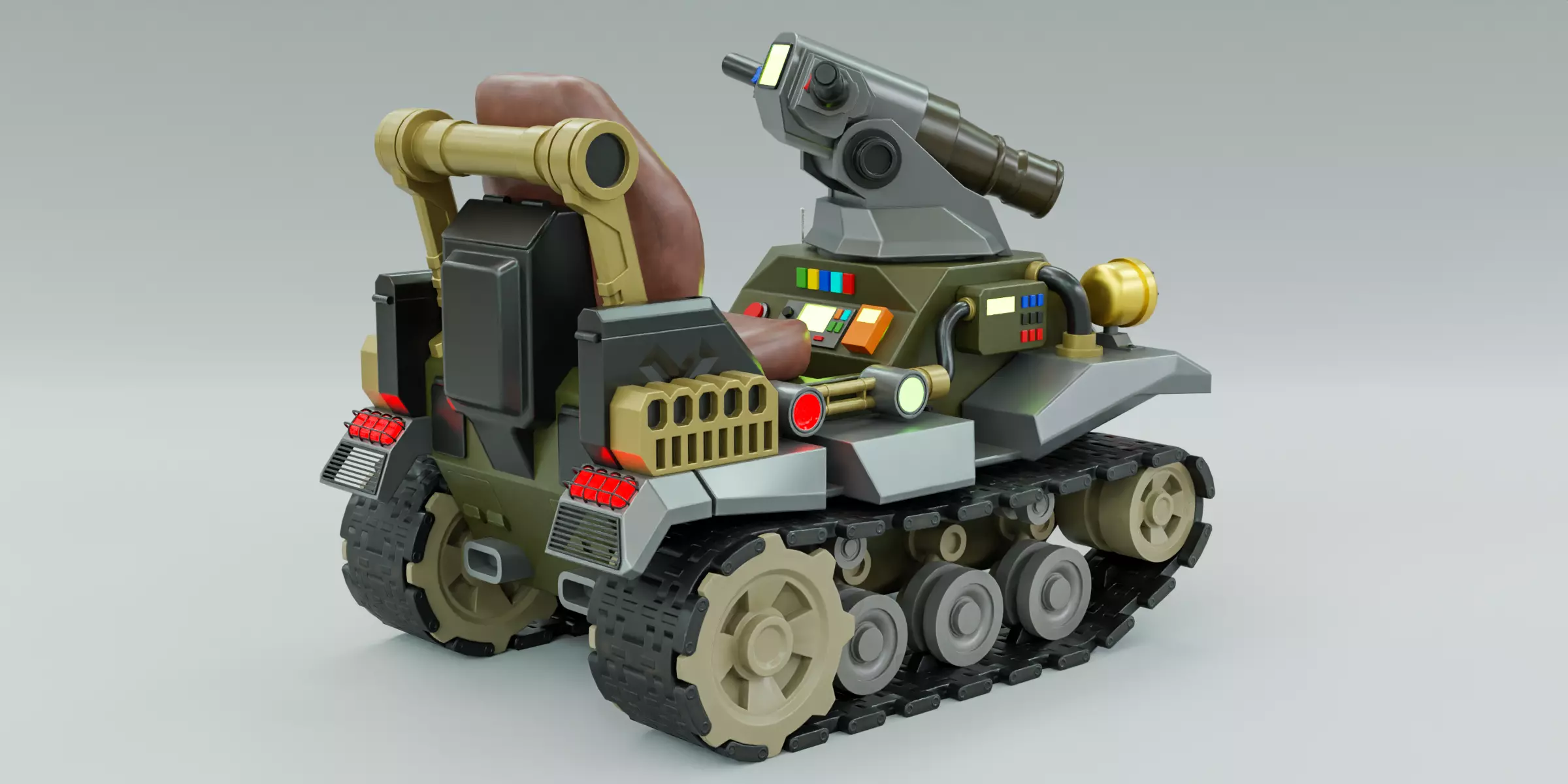 Kiddie Ride Tank 006 Low-poly 3D model_3