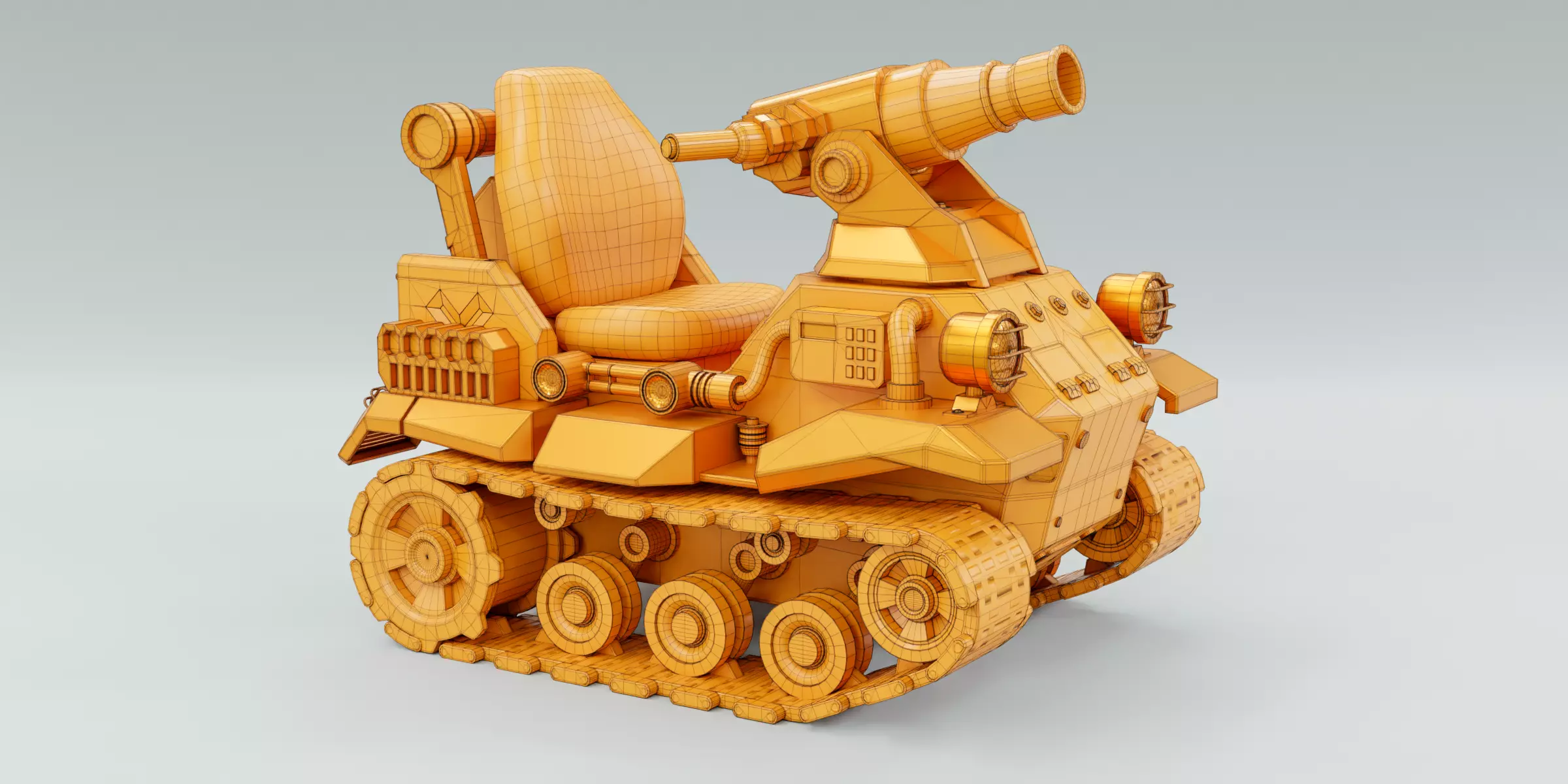 Kiddie Ride Tank 006 Low-poly 3D model_17
