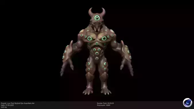 Low Poly Stylized Eye Guardian Low-poly 3D model