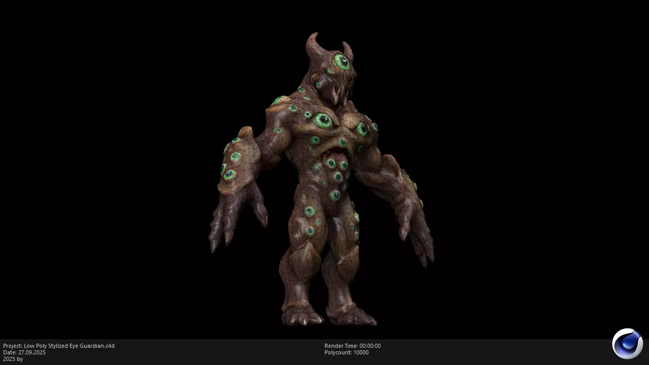 Low Poly Stylized Eye Guardian Low-poly 3D model_8