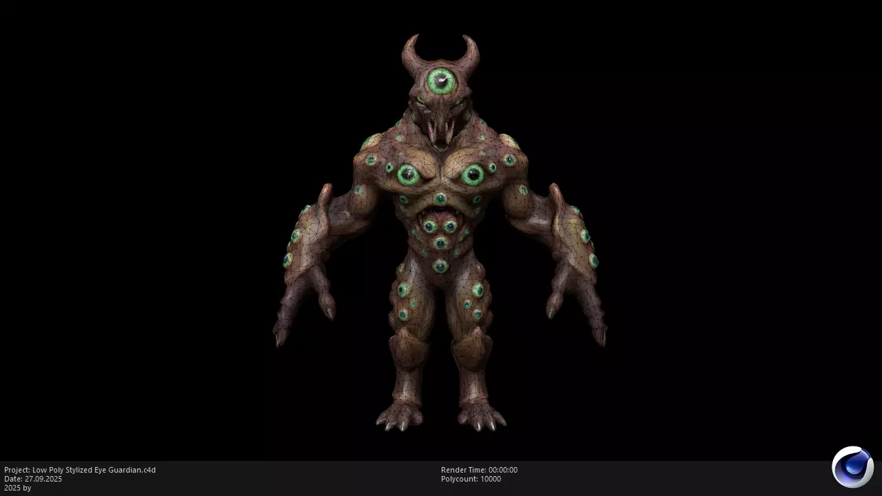 Low Poly Stylized Eye Guardian Low-poly 3D model_2