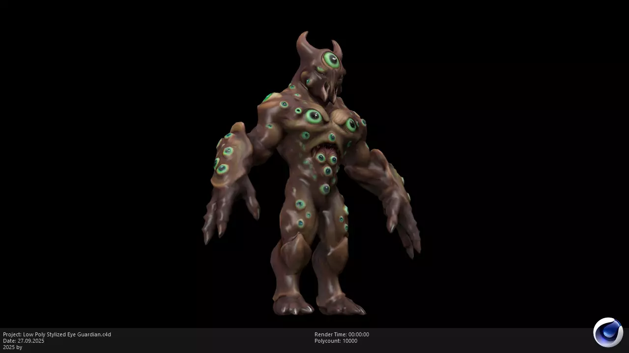 Low Poly Stylized Eye Guardian Low-poly 3D model_7