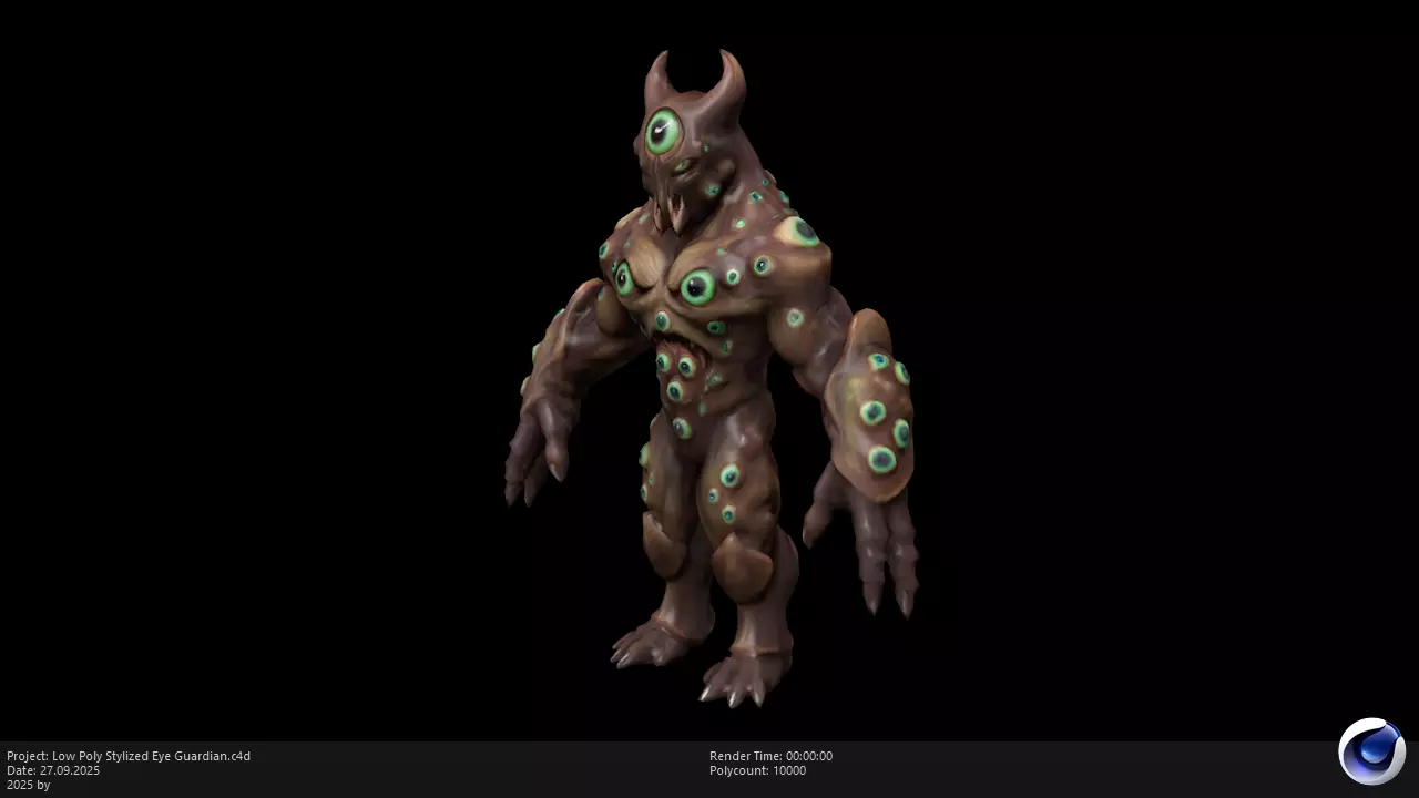 Low Poly Stylized Eye Guardian Low-poly 3D model_4