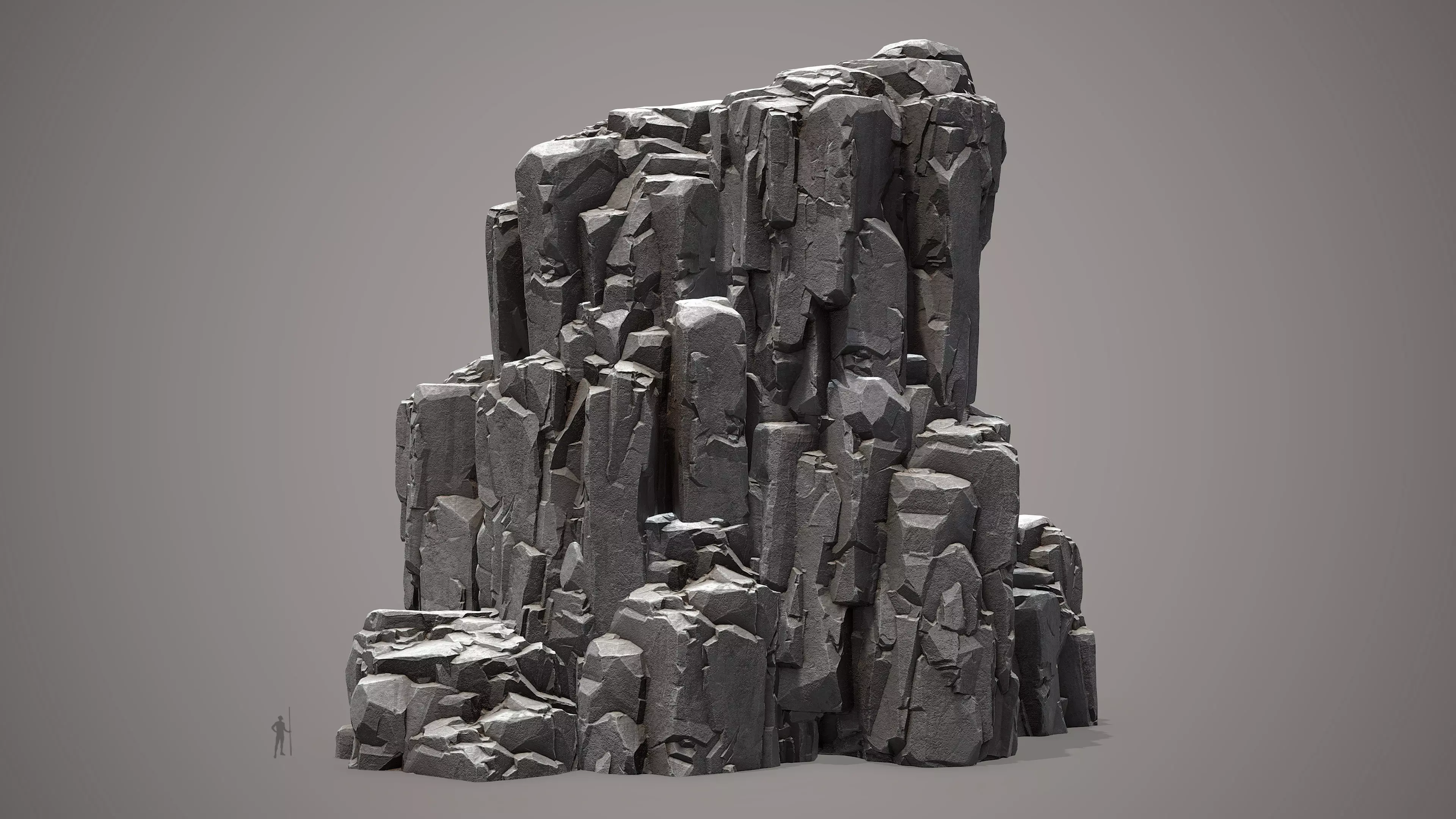 Large Stylized Modular Cliff Rock - Game Ready Low-poly 3D model_5