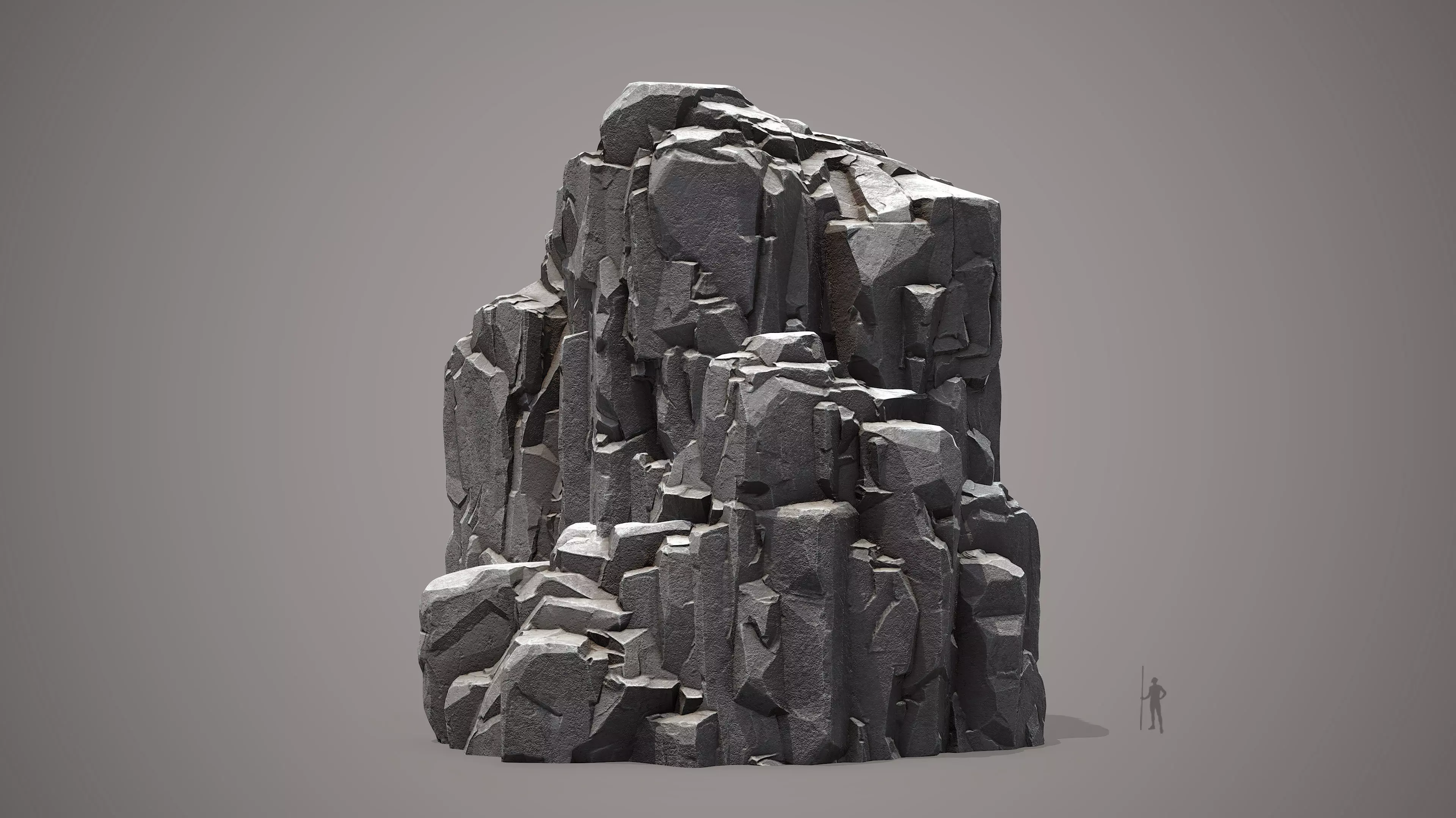 Large Stylized Modular Cliff Rock - Game Ready Low-poly 3D model_4
