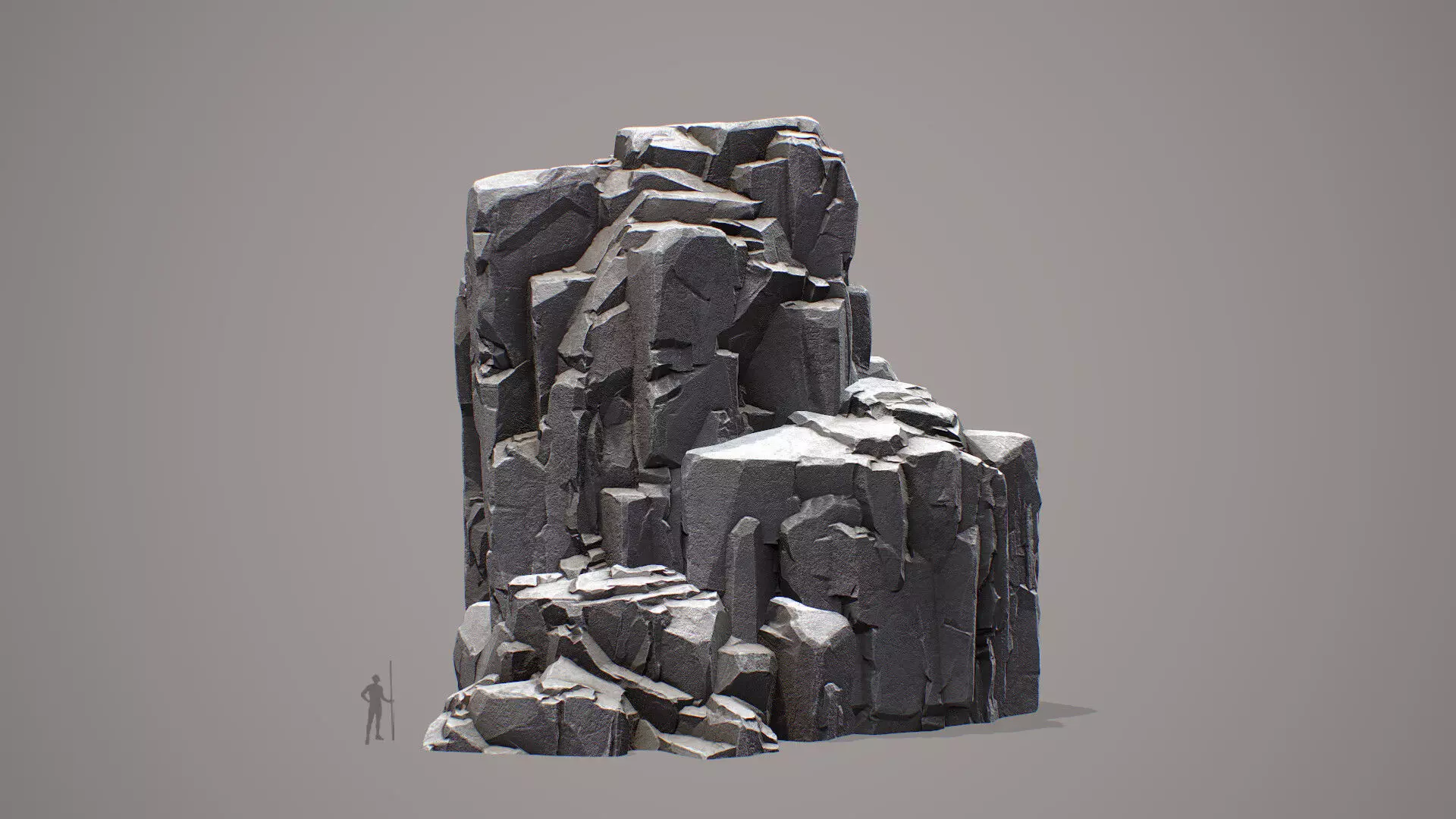 Large Stylized Modular Cliff Rock - Game Ready Low-poly 3D model_3