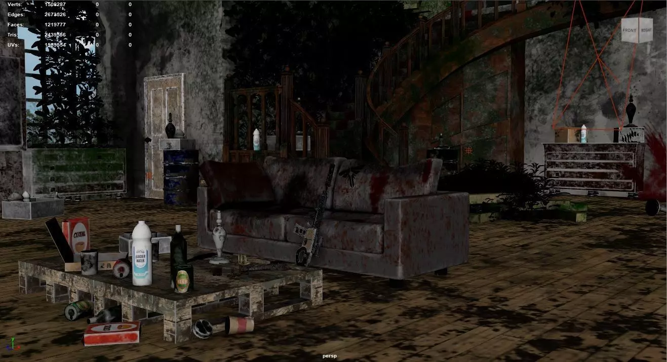 Post-Apocalyptic Hideout Weapons Pack High Poly Render Scene 3D model_2