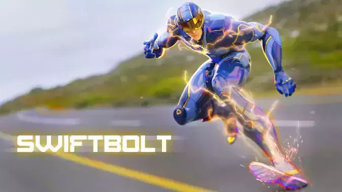 Male Superhero Game Character - Swiftbolt Low-poly 3D model
