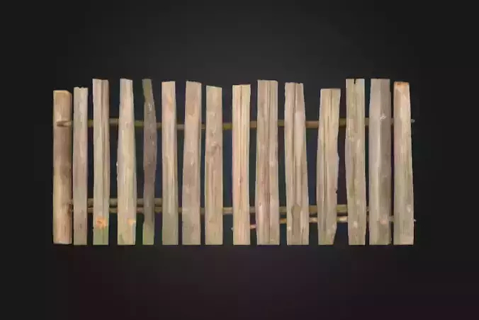 Weathered Fence Low-poly 3D model Weathered Fence Low-poly 3D model