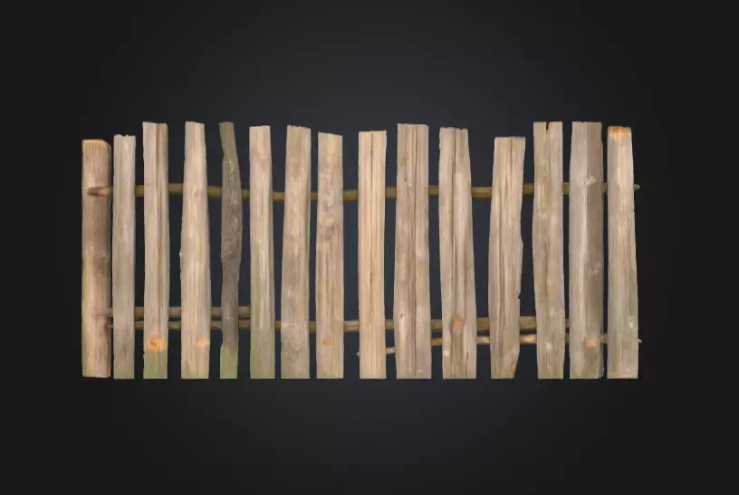 Weathered Fence Low-poly 3D model_0