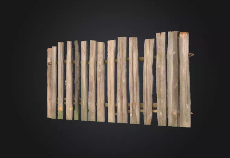 Weathered Fence Low-poly 3D model_8