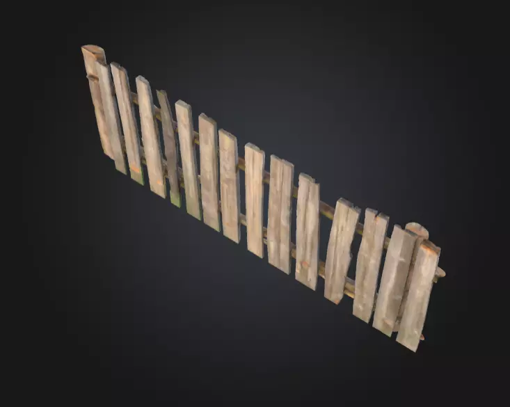Weathered Fence Low-poly 3D model_10