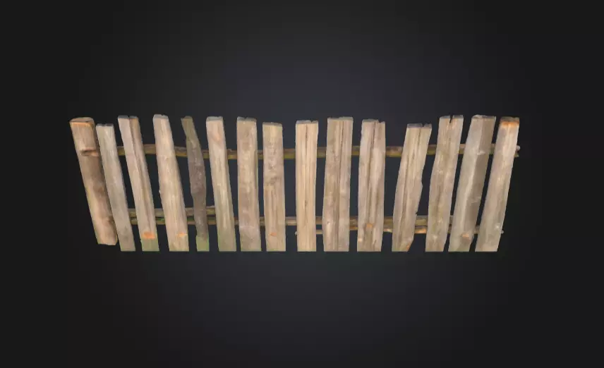 Weathered Fence Low-poly 3D model_9