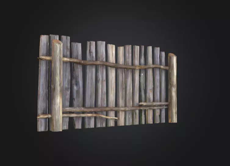 Weathered Fence Low-poly 3D model_6