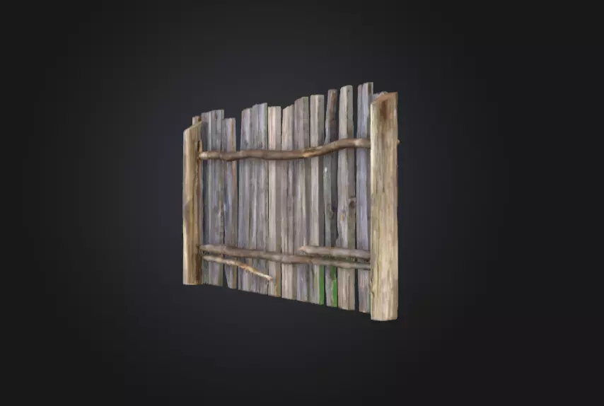 Weathered Fence Low-poly 3D model_4