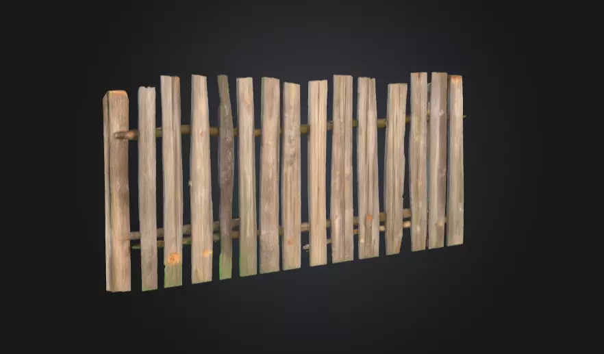 Weathered Fence Low-poly 3D model_1