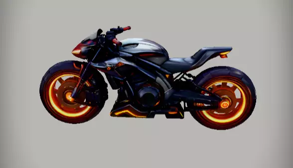 Futuristic Hover Bike 3D Model Sci-Fi Vehicle Game-Ready Low-poly 3D model_0