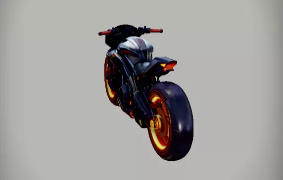 Futuristic Hover Bike 3D Model Sci-Fi Vehicle Game-Ready Low-poly 3D model_2